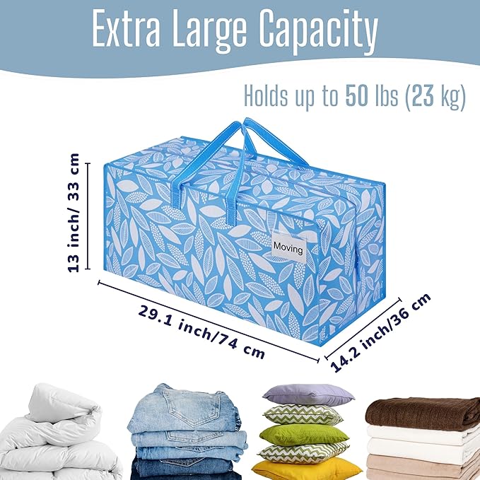 VENO 4 Pack Heavy Duty Moving Bags with Backpack Straps, Zippers & Handles, Extra Large Packing Bags for College Dorm Essentials, Moving Supplies Alternative to Cardboard Moving Boxes