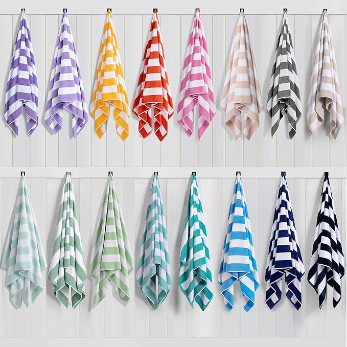 LULUHOME Large Oversized Beach Towel - Big Cotton Towel 36 x 70 Inch Striped Pool Towel, XL Cabana Soft Swimming Towel for Adult Men Women,Blush
