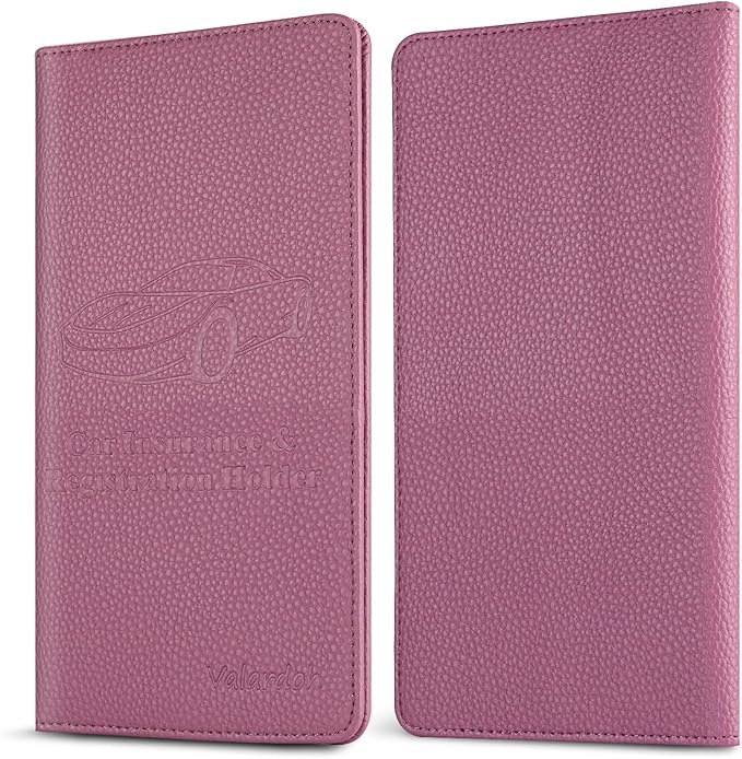 Valardoh Premium Car Registration and Insurance Card Holder, Car Document Holder for Cards, Driver License & other Essential Documents (Purple)