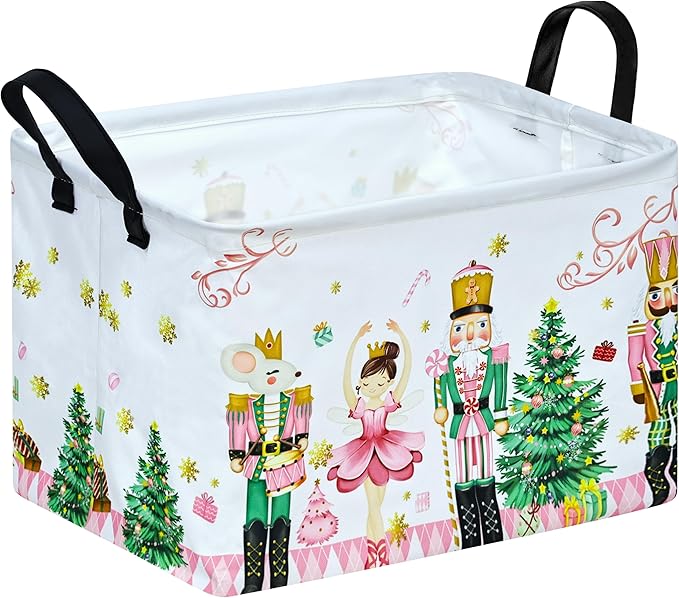 Christmas Basket Box Hamper Storage Basket Collapsible Organizer Bin Gift Shelf Baskets for Home and Kitchen Storage