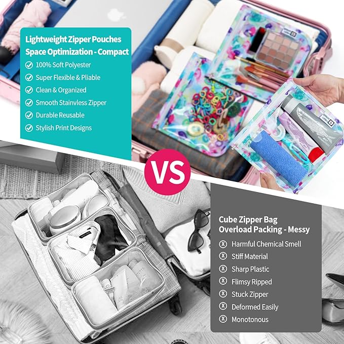 TSA Approved Toiletry Bag, Set of 3 Clear Travel Toiletry Bag Quart Size Zipper Travel Pouch, Waterproof Makeup Cosmetic Bag for Women Men Kids Toiletries Carry on, Watercolor Large