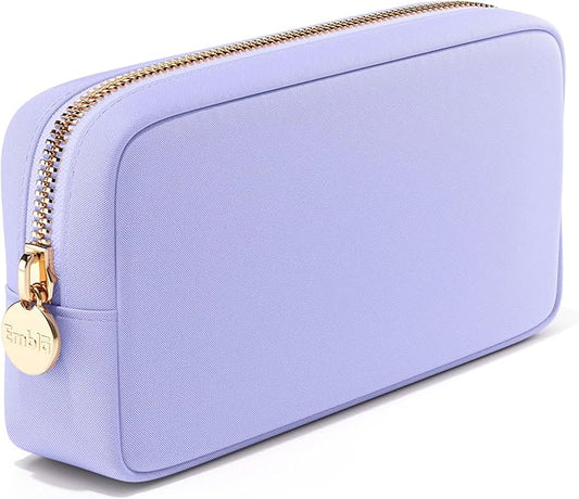 Embla Makeup Bag Travel Cosmetics Pouch and Toiletry Bag, Nylon Zipper Pouch Purse, Cute Make Up Organizer Storage Tote for Women Girls, Waterproof Travel Skincare Case, Small Makeup Bags, Lilac