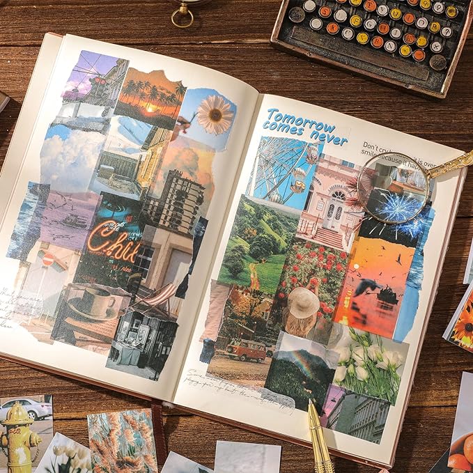 12 Sets 600 Sheets Washi Stickers for Journaling, Daily Quote Flower Nature Travel Stickers Vintage Aesthetic Scrapbook Sticker Set for Bullet Journal Art Diary Card Craft Gifts Planner Notebook