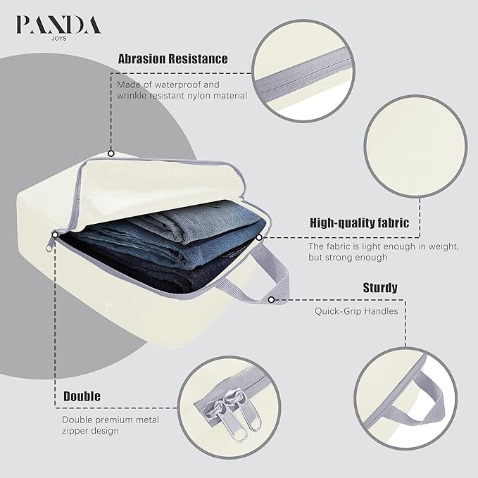 4 Set Compression Packing Cubes Travel - Travel Accessories Expandable Packing Organizers for Carry On - Essentials Luggage Bags - Beige