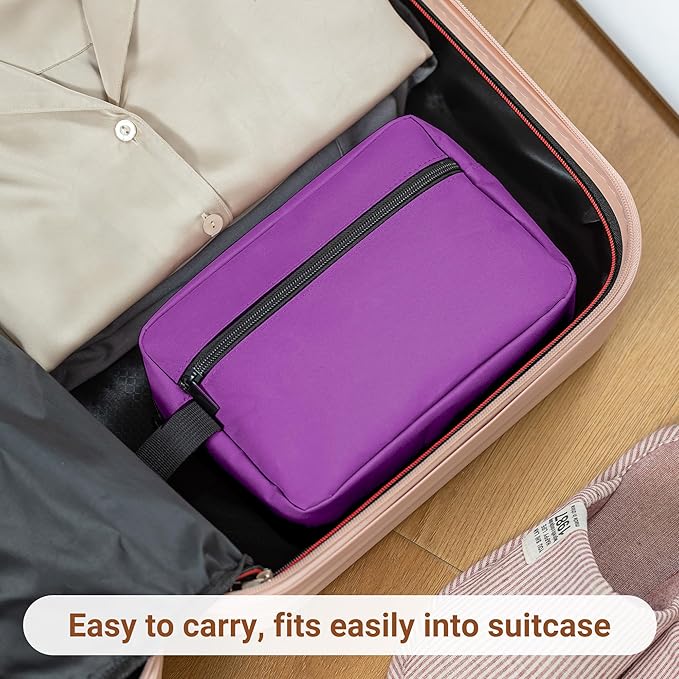 Elviros Travel Toiletry Bag for Women and Men,Lightweight Makeup Bag Hanging Dopp Kit with Shaving Compartment Cosmetic Organizer Small Tool Bag Travel Essentials Gift for Women(Grape Purple)