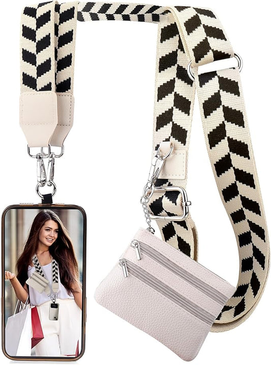 XANGNIER Clip and Go Strap for Phone with Wallet Crossbody, Phone Strap with Zippered Wallet, Adjustable Anti-Theft Cellphone Lanyard for Women, Cellphone Chain Accessories, Multicolor 4