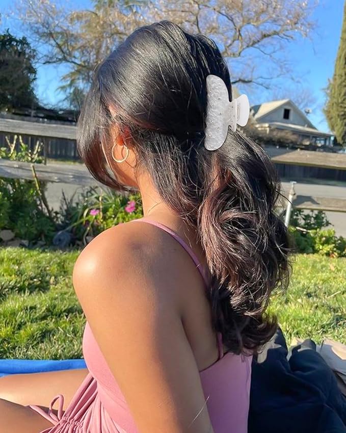 4Pcs Large Acrylic Clips - Big Non-Slip Banana Barrettes for Thick Hair, Strong Hold Jaw Clips for Women Girls