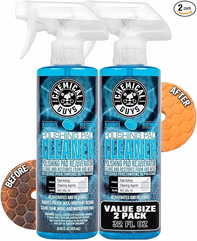 Chemical Guys Polishing Pad Cleaner (2 x 16 Fl Oz) – Deep Cleaning Spray for Foam & Microfiber Pads, Removes Polish Residue & Extends Pad Life
