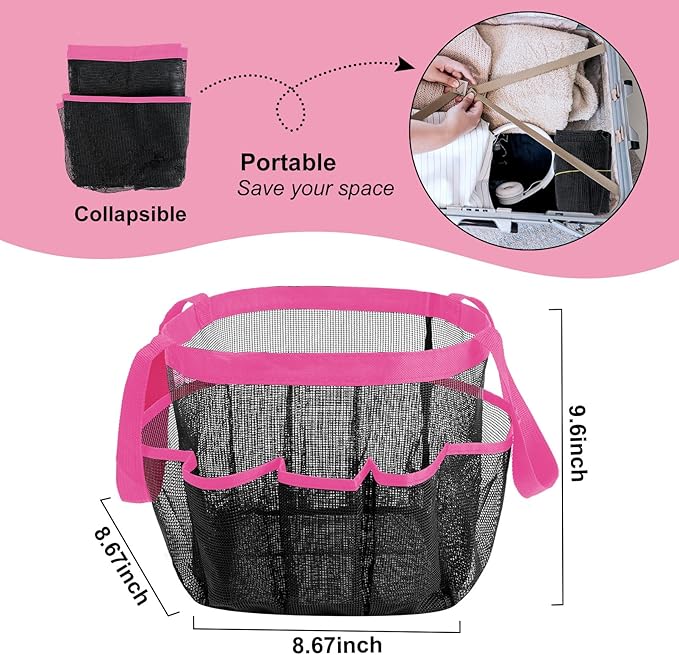 Attmu Mesh Shower Caddy Portable, Quick Dry Hanging Shower Tote Bag for College Dorm Room Essentials, Large Capacity Shower Caddy Dorm for Bathroom Gym Swimming