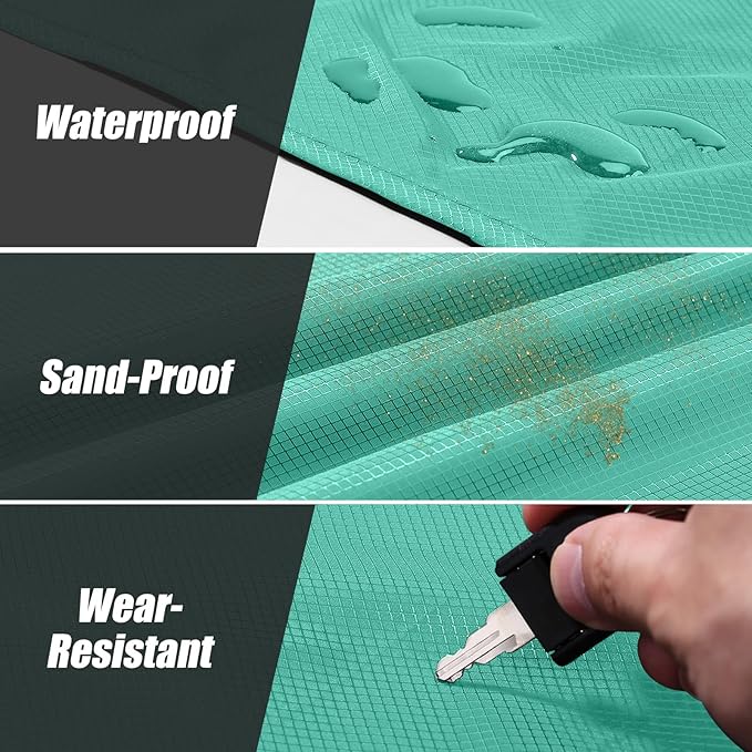 Odoland Beach Blanket Picnic Blanket, 43" x 63" SandProof Waterproof Outdoor Pocket Blanket with Portable Bag, Foldable Lightweight Sand Free Quick Drying Mat for Hiking Camping Travel, Light Green