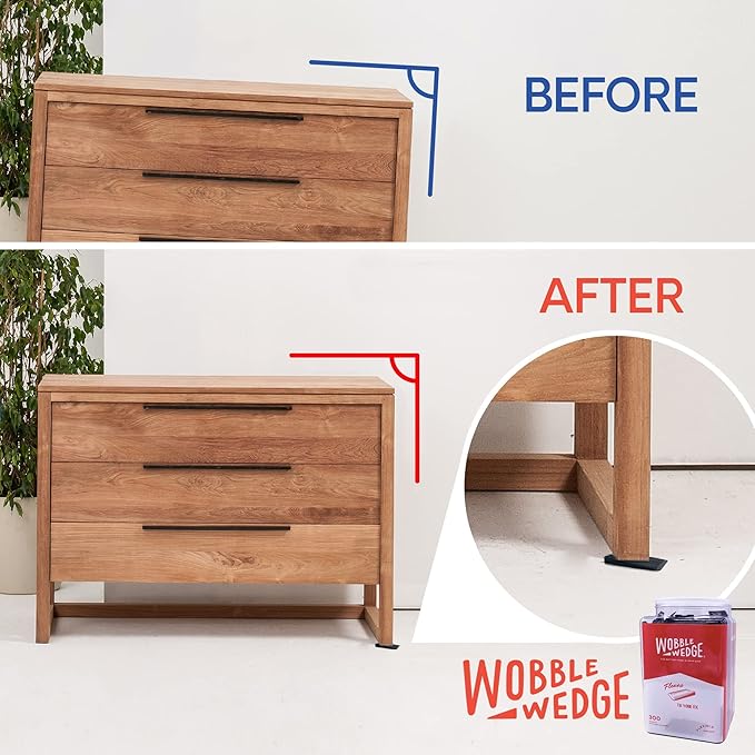 Wobble Wedges Flexible Plastic Shims - Leveling Shims for Home Improvement, Furniture Levelers, Table, and Toilet for Leveling - Made in USA Plastic Wedges Shim for Appliances (Black, 300-Pack)