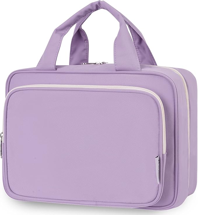 Narwey Travel Toiletry Bag for Women Large Hanging Makeup Bag Organizer Toiletries Bag for Full Size Essentials Accessories Cosmetics (Purple (Large))