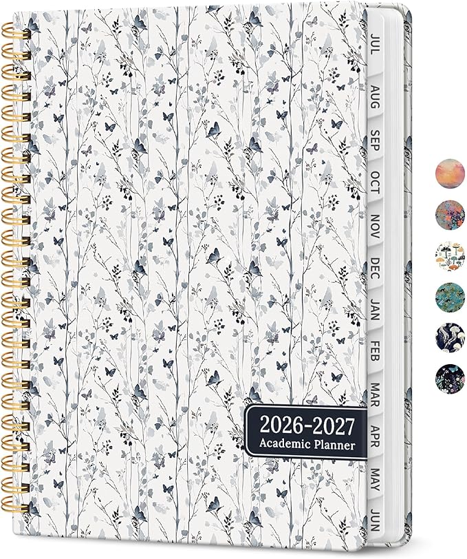 Planner 2026-2027, Academic Year Weekly and Monthly Calender Planner, from Jul 2026 - Jun 2027, Spiral Bound School Planning Book, Perfect for Teacher, Student, Women & Men, A5 (6.3" x 8.5"), Butterfly Grove