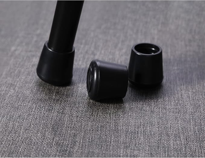 Chair Leg Tips Caps-Non Slip Rubber Leg Tips 1-1/4” Inner Diameter, Furnigear Chair Leg Floor Protectors Round Black-24 Pack