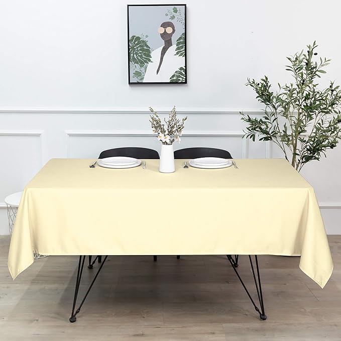 sancua Rectangle Tablecloth - 70 x 90 Inch - Stain and Wrinkle Resistant Washable Polyester Table Cloth, Decorative Fabric Table Cover for Dining Tables, Buffet Parties and Camping, Beige