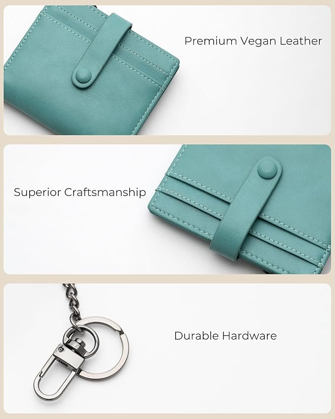 Alldaily Slim Keychain Wallet for Women, RFID Blocking Small Bifold Travel Credit Card Holder (Purist Blue)