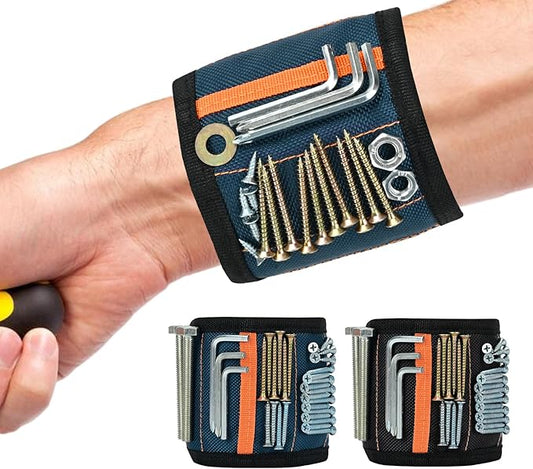2 Pack Magnetic Wristband for Tools – Lightweight Tool Belt & Portable Magnet Wristband for Holding Screws, Nails, Drilling Bits – Best Tool Gifts for Dad, Husband, Grandpa, & Handyman