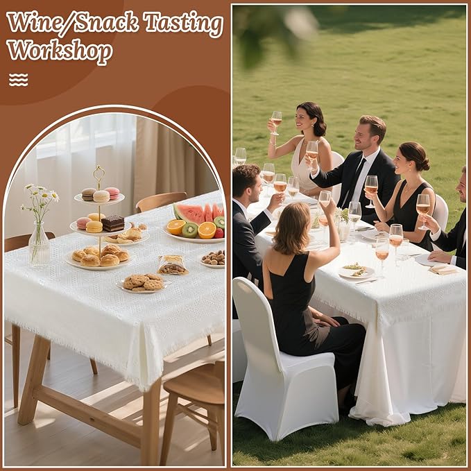 102 x 71 Extra Large White Outdoor Picnic Blanket, Woven Cotton Yarn Oversize Portable Blanket with Fringe for Camping, Lawn or Wedding Photoshoot. Indoor Bohemia Decorations, Machine Washable