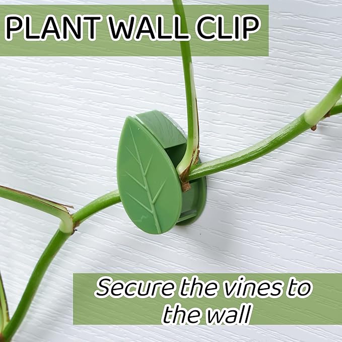 30/60/100PCS Plant Climbing Wall Fixture Clips,Invisible Wall Plant Vines Fixing Clips,Self-Adhesive Vine Support Holder for Climbing Plants. (100, Green-Leaf Shaped)