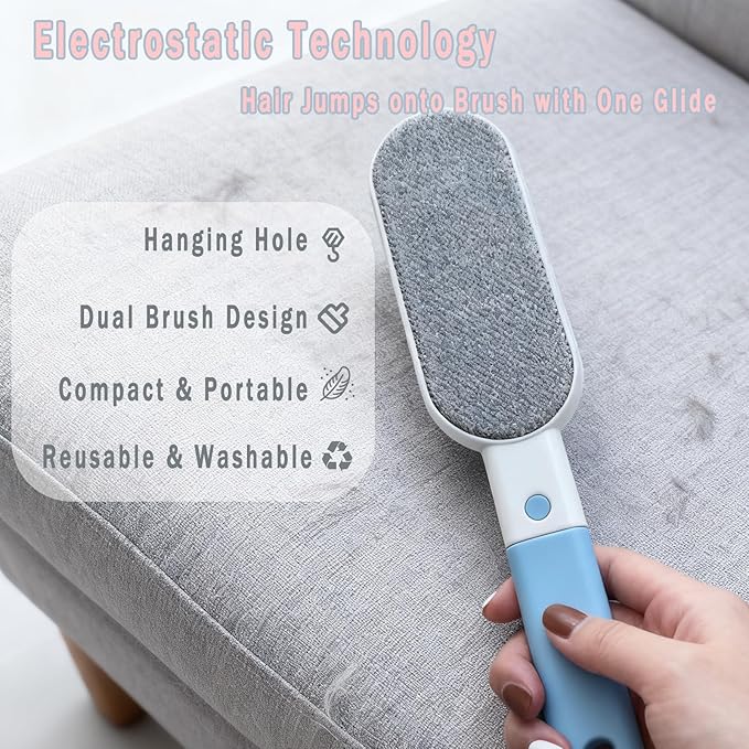 VrythosNex 4-in-1 Pet Hair Remover for Couch, Car, Furniture, Carpet - Portable Dog Cat Fur Hair Removal Tool with Detachable Brush, Lint Brush, Fabric Shaver, Crevice Tool (Pink)