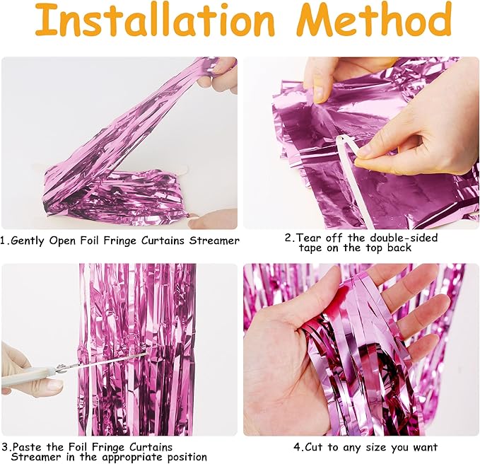 Streamer Party Decorations - 3.28 ft x 6.56 ft Metallic Foil Fringe Curtains Party Streamer Photo Backdrop for Birthday, Wedding, Baby Shower & Holiday Decor