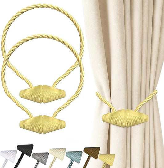 Hion Magnetic Curtain Tiebacks Golden 2pcs, Curtain Tiebacks Buckles Holdbacks Holders Hooks Clip for Home Bedroom Office Decorative Curtain