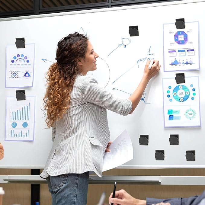 12 Pack Magnetic Clips Heavy Duty, Black Magnet Clips for Fridge, Refrigerator Magnets, Strong Magnetic Clip, Scratch Free Magnets with Clip for Whiteboard, Refrigerator, Cruise, Locker