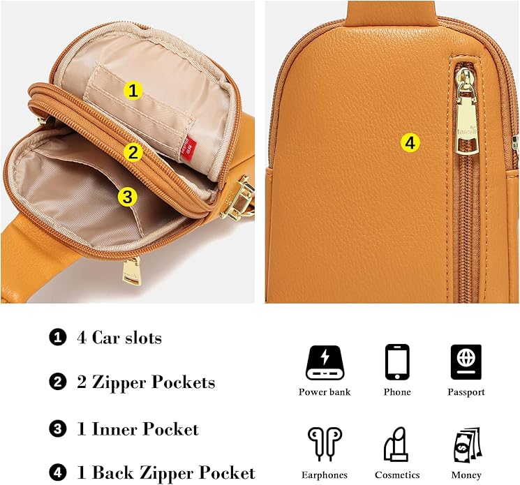 INICAT Small Sling Bag for Women Everyday & Travel Crossbody Bags Lightweight Cross Body Purses Vegan Leather