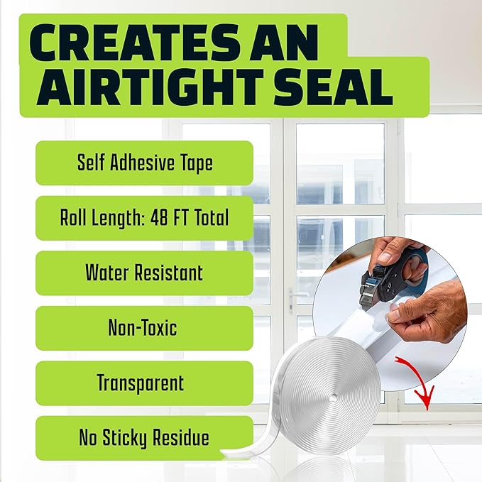 Alien Draft Seal Set of 49 Feet Anti-Draft Adhesive and Flexible Flap to Seal Gaps Around Doors and Windows As Seen On TV
