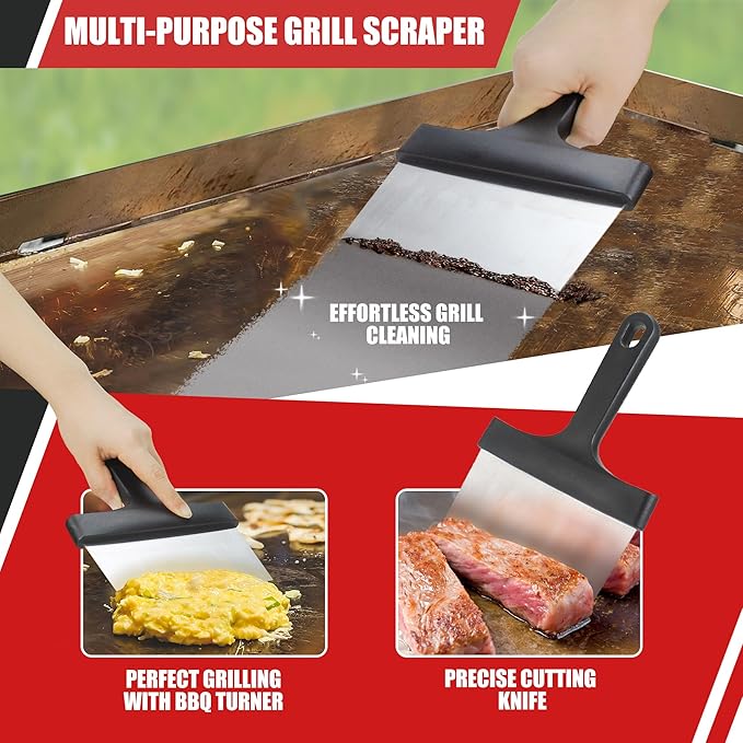 Griddle Cleaning Kit for Blackstone, 18 Pieces Flat Top Grill Cleaning Kit with Durable Scraper, Grill Brush, Cleaning Brick and Scouring Pads, Griddle Accessories Set for Easy Restoration