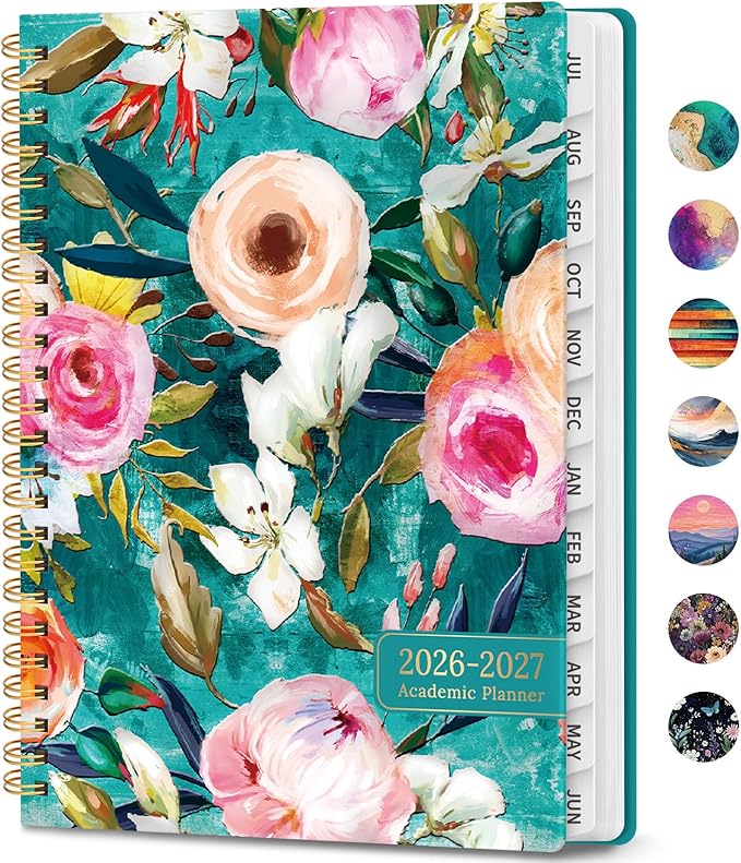 Academic Planner 2026-2027, Weekly and Monthly Calendar Book, July 2026 – June 2027, Hardcover Planner with Tabs, Perfect for Teachers, Students, Women & Men, A4 (8.5" x 11") - Oil