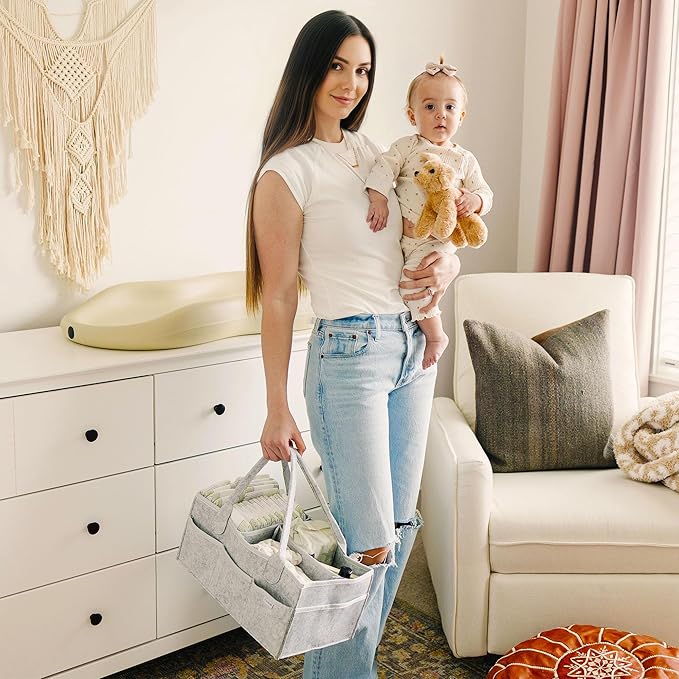 PUTSKA Baby Diaper Caddy Organizer Nursery Basket Set Baby Basket Gift Registry Baby Shower List Baby Must Haves Essentials Neutral Baby Stuff For Newborn