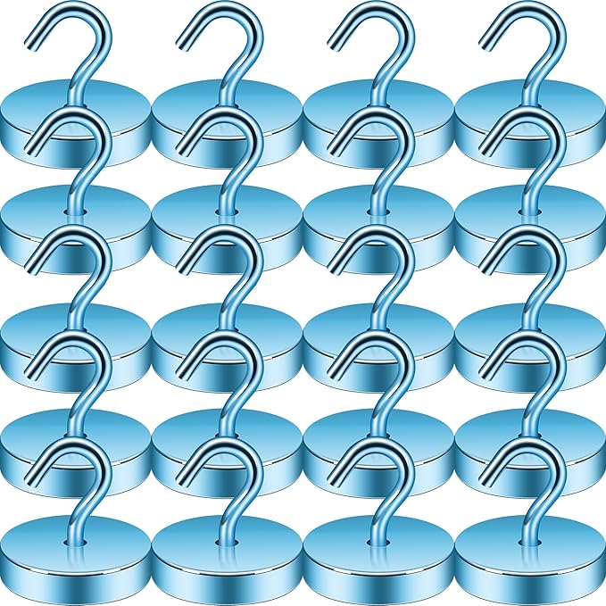 Neosmuk Magnetic Hooks, Cruise Ship Essentials, 100lb+ Heavy Duty Magnetic Hooks for Cruise Cabins, Refrigerator, Grill, Hanging, and Travel | Extra Strong Must-Haves Magnet Hook,RoyalBlue,Pack of 20