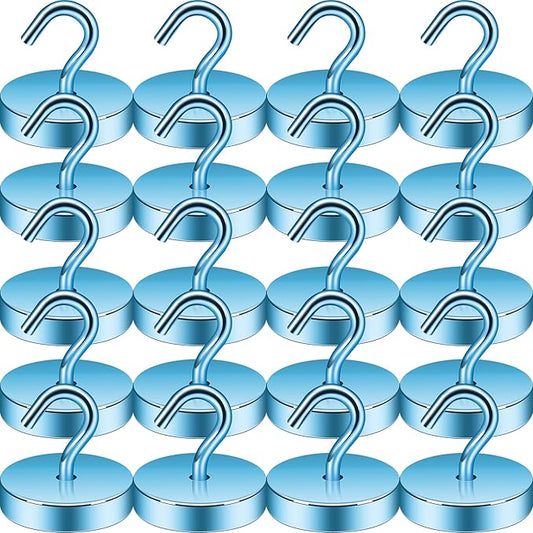 Neosmuk Magnetic Hooks, Cruise Ship Essentials, 100lb+ Heavy Duty Magnetic Hooks for Cruise Cabins, Refrigerator, Grill, Hanging, and Travel | Extra Strong Must-Haves Magnet Hook,RoyalBlue,Pack of 20