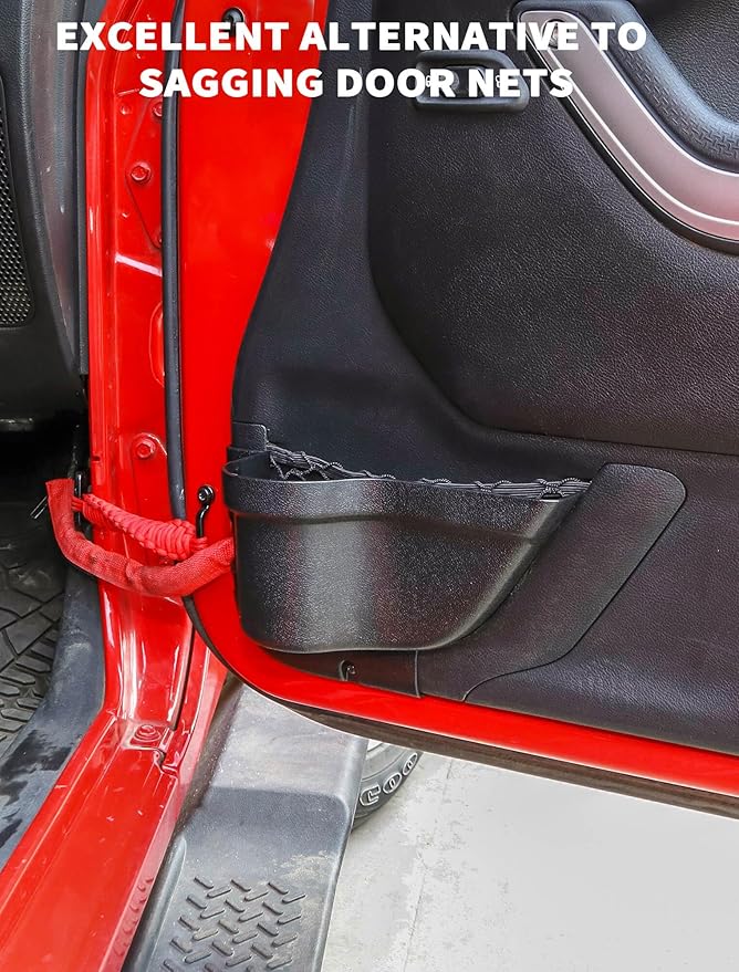 Savadicar DP3 Front Door Storage Pockets, Door Side Insert Organizer Box for 2011-2018 Jeep Wrangler JK JKU 2/4 Door, Interior Storage Expansion Accessories, Black, 2 PCs