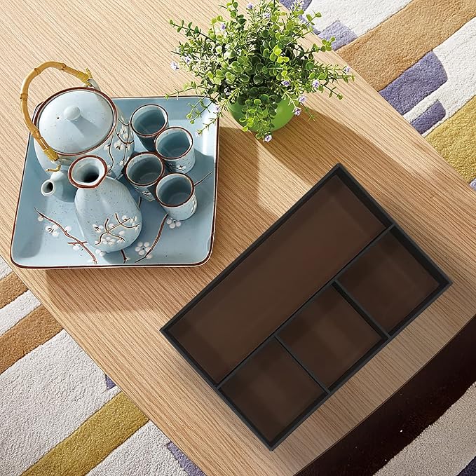 Desktop Storage Organizer, Nightstand or Dresser Organizer, Valet Tray, Entry Table Organizer, Modern bedside Box,PU Leather Drawer Storage Organizer Decorative Trays.