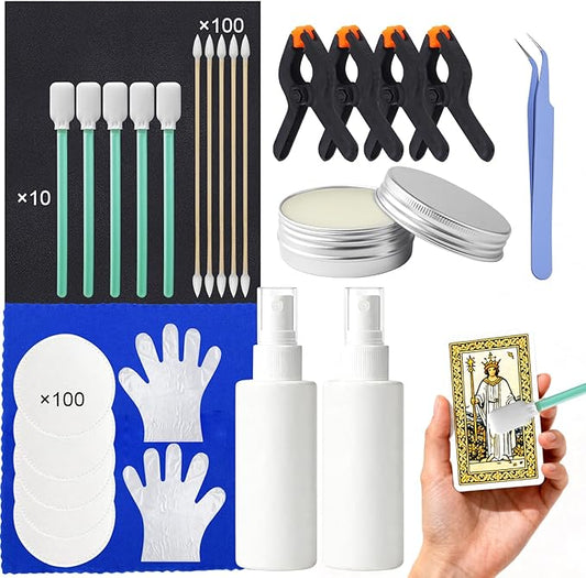 Card Care Clean Kit, Trading Card Cleaning Kit Includes Polishing Paste and Cleaning Spray Surface Care Effective Cleaning Repairing Scratches for Caring for Various Types of Cards