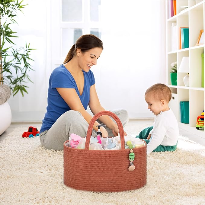 COMSE Baby Diaper Caddy Organizer, Car Caddy, Diaper Change Organizer, Gift Baskets Empty, Portable Tote Bag with Divider, Baby Shower Gifts Newborn Essentials Registry Must Have, Autumn Glaze