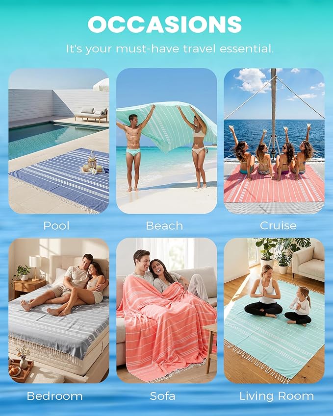 Giant Huge Thin Boho Throw Blanket Turkish Beach Blanket Towel Jumbo Extra Large XL XXL Big Oversized Outdoor Picnic Accessories Airplane Travel Essentials Camping Gears Must Haves Yard Yoga Mat Grey