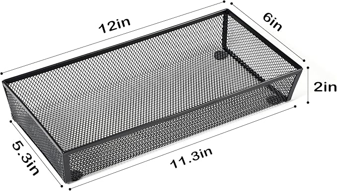 BYCY 3 Pack Mesh Flatware Drawer Organizer for Kitchen/Office/Home Tools,Spoon Knife Fork Organizers Box Utensil Tabletop Storage Tray (12 x 6 x 2 Inch)