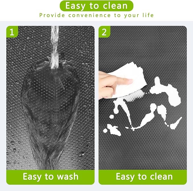 HooTown Shelf Liner Kitchen Cabinet Drawer Mats 11.8 Inch Wide x 13 Feet Long, Non Adhesive EVA Rubber Washable Waterproof Pantry Closet, Cupboard, Drawer Organizer Mat, Black