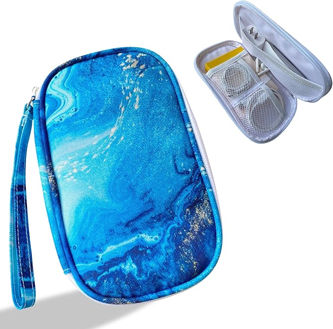 Electronics Organizer Travel Case, Cable Organizer Travel Essentials Tech Pouch,Suitable for Charger, Cable, Phone，Flash Drive,Blue Marble