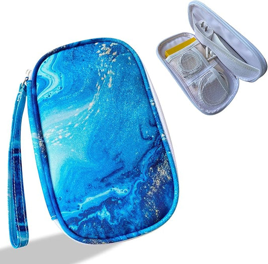 Electronics Organizer Travel Case, Cable Organizer Travel Essentials Tech Pouch,Suitable for Charger, Cable, Phone，Flash Drive,Blue Marble