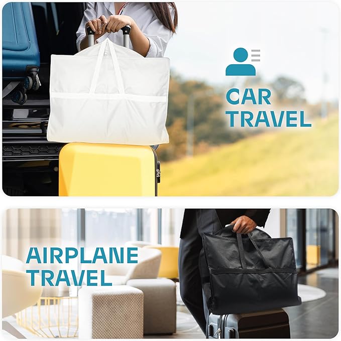 43" Travel Garment Bag with Accessories Zipper Pocket, Heavy Duty Suit Bag for Suits, Tuxedos, Dresses, Coats, White, 1 pack