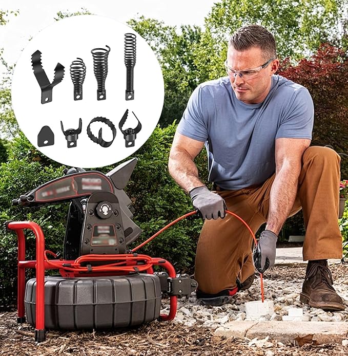 Drain Snake Drill Attachments,8-Piece Drain Cleaner Combination Cutter Heads, Used in 50FT-100FT Electric Drain Snake, Suitable for 5/16-inch to 3/4-inch Drain Snake Cable for 1-4"Pipe
