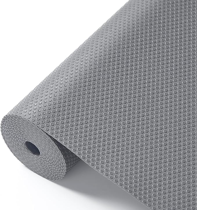 ALIUNI 100% EVA Shelf Liner for Kitchen Cabinet, 24" x 240" Drawer Liners Non Adhesive Non Slip Waterproof Plastic Paper, Dresser Pantry Bathroom Refrigerator Protector, Grey