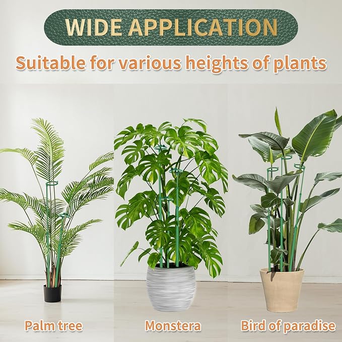 Telescoping Plant Stakes, 3Pcs 17.9In to 42.3In Adjustable Monstera Plant Support Orchid Sticks with Clips, Plant Sticks Support Tall for Monstera, Orchids, Tomatoes, Vines & Indoor Outdoor Plants