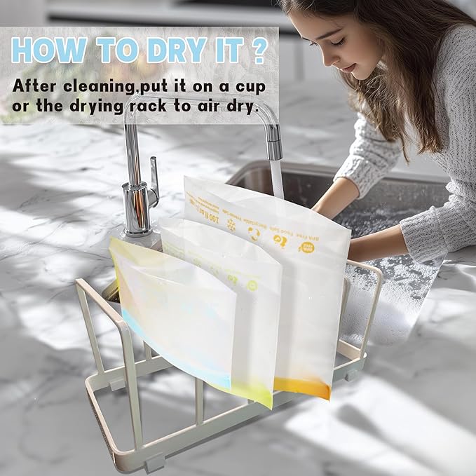 24 Pack Reusable Food Storage Bags,Leakproof Freezer Bags BPA Free Stand Up Sandwich Bags for Lunch Salad Fruit Travel,Dishwasher Safe(8 Gallon,8 Sandwich,8 Snack)