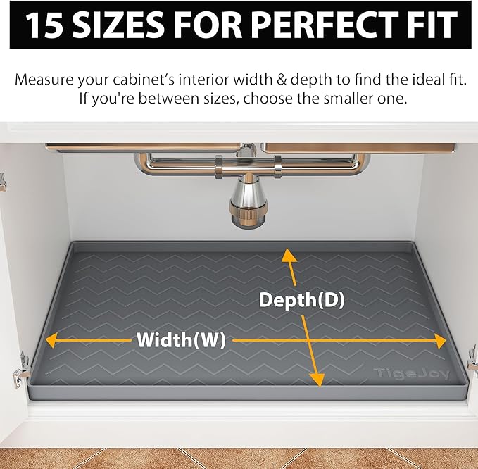TigeJoy 28" x 19" Under Sink Mats for Kitchen Waterproof, Leak-Proof Silicone Mat Sink Protector and Cabinet Liner, Kitchen Essentials Organizer and Storage, Boot or Shoe Tray, Pet Feeding Mat