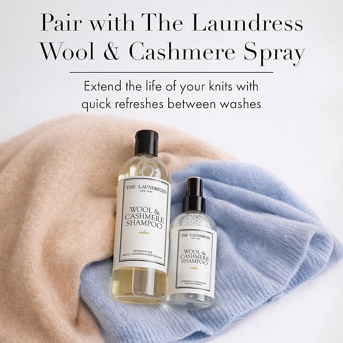 The Laundress Wool & Cashmere Shampoo, 31 Loads, Concentrated Liquid Laundry Detergent, Cedar Scent, Gentle Cold-Water Hand or Machine Wool Wash for Delicate Fabrics - Merino, Mohair & Knit Blends